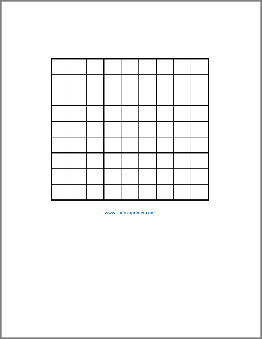 Blank sudoku grid in .pdf format